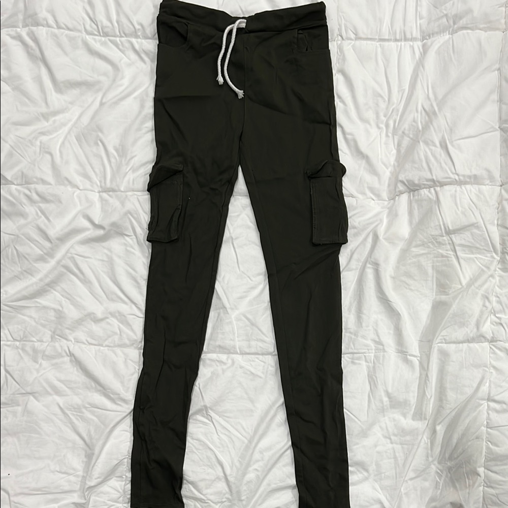 Olive Green Cargo Style Leggings